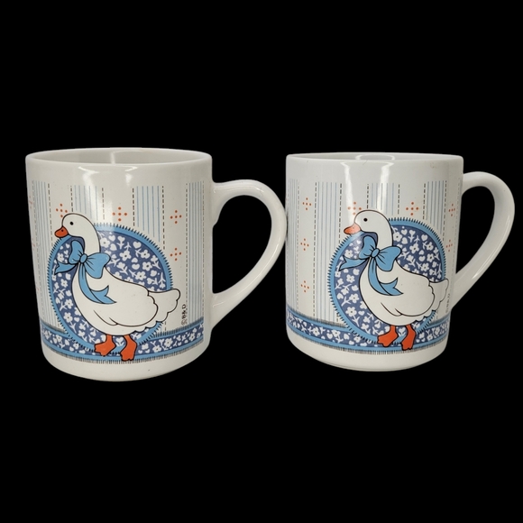 4 Vintage 1990's Country Geese Goose Coffee Mugs Y2K Farmhouse Cottagecore Blue - Picture 4 of 9